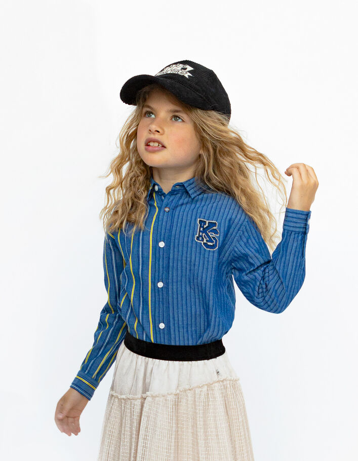 Boys’ blue shirt with striped mix-2