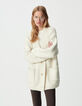 Ecru Damen-Strickjacke, goldfarbener Lurex Loose-Fit-4