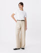 Pantalon de tailleur beige motif rayures tennis Femme-2