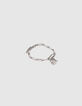 Bracelet grosse maille argenté mousqueton et charms femme-1