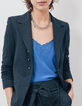 Marineblauer Damenblazer aus Milanostrick mit Kaviarfinish-3