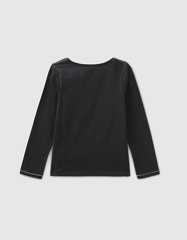Tee-shirt noir Essentiels brodé IKKS fille-2