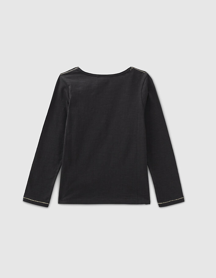 Camiseta negra Essentiels bordado IKKS niña-2