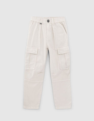 Boys’ beige CARGO trousers with elasticated waist - IKKS