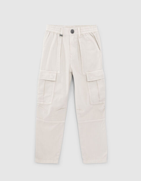 Boys’ beige CARGO trousers with elasticated waist - IKKS
