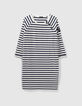 Vestido marinero crudo insignia manga Mujer-6