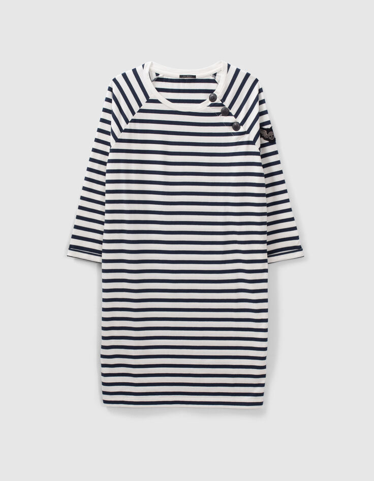 Vestido marinero crudo insignia manga Mujer-6