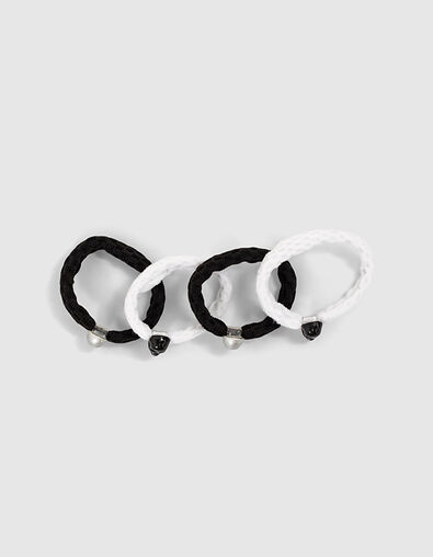 Girls’ black and white elastic hairbands - IKKS