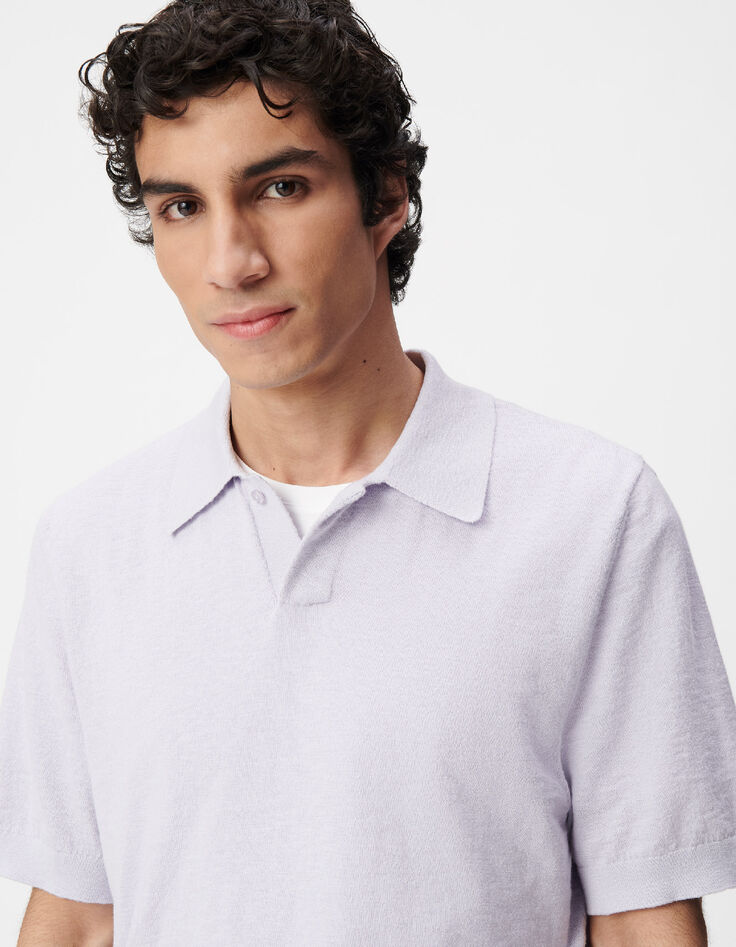 Polo Hombre de manga corta en punto flameado lila-4