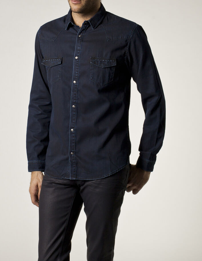 Wrangler Langarmhemd Stylisches Blaues Kurzarm-Jeanshemd für Herren im Western-Look