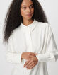 Blouse fluide blanche col chemise Femme-4