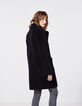 Women’s black faux shearling mid-length coat-3