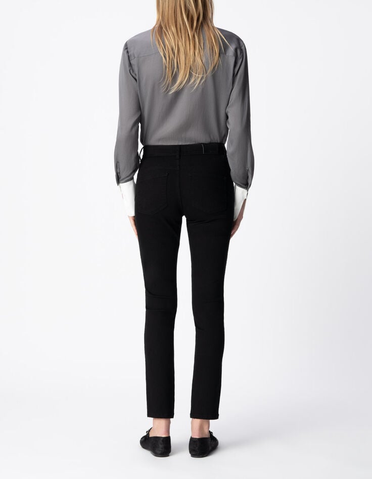 Women’s black slim jeans with braided side detail-2 Women’s black slim jeans with braided side detail-2