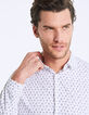 Wit slim herenoverhemd print zwarte palmen-1