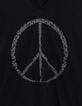 Camiseta negra con tachuelas peace and love de algod&oacute;n org&aacute;nico para mujer-6