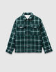 Blouson surchemise à carreaux vert fourré garçon-1