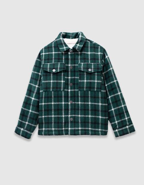 Blouson surchemise à carreaux vert fourré garçon - IKKS