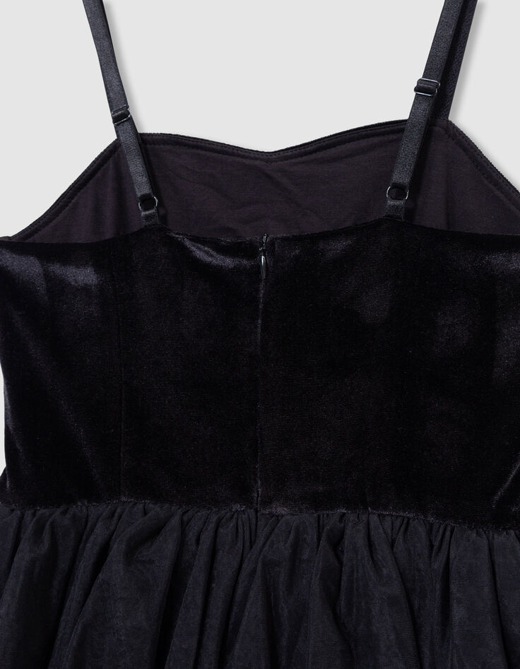 Robe bustier noire velours et tulle fille-5