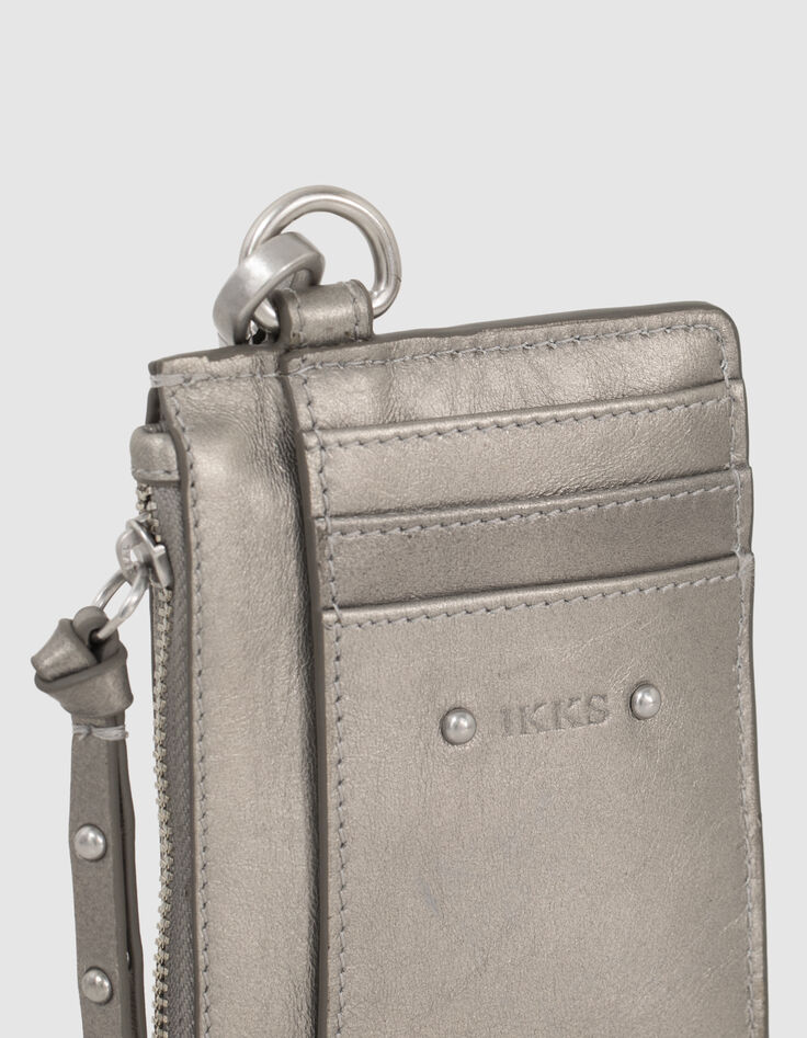 Women&rsquo;s silver leather 1440 Banker card holder-2
