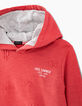 Sweat corail à capuche motifs embossés garçon -2