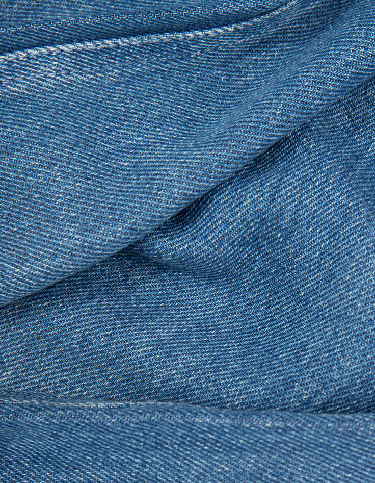 Denim wide leg taille haute femme-7