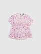 Girls' off-white blouse with violet flower print-1