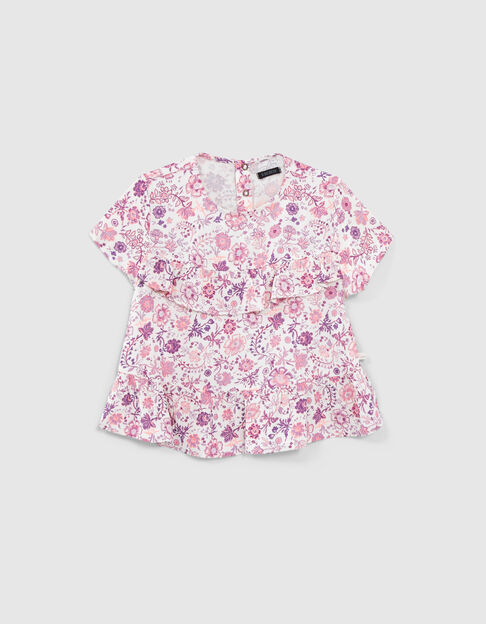 Gebroken witte blouse met lichtpaarse bloemenprint meisjes - IKKS