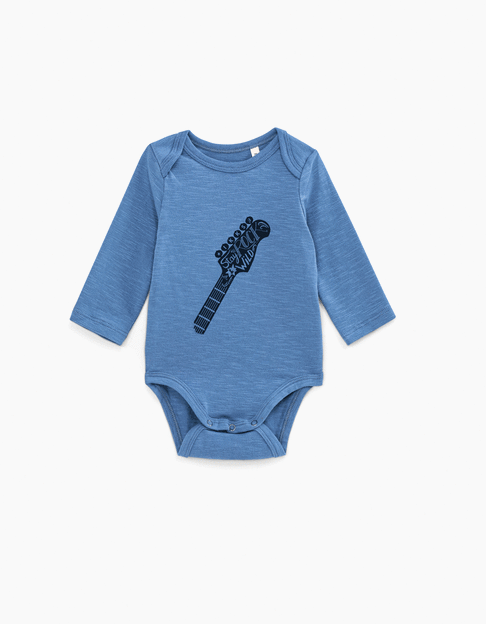 Baby’s medium blue organic cotton bodysuit to personalise