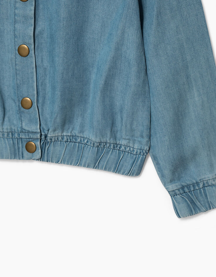Bomber bleu Tencel© brodé arc-en-ciel dos fille-7