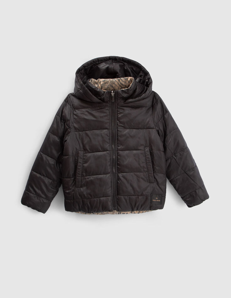 Boys’ mocha print/black reversible padded jacket-4