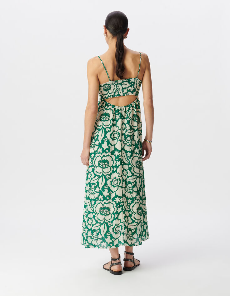 Robe longue verte imprimé maxi tropical Femme-4