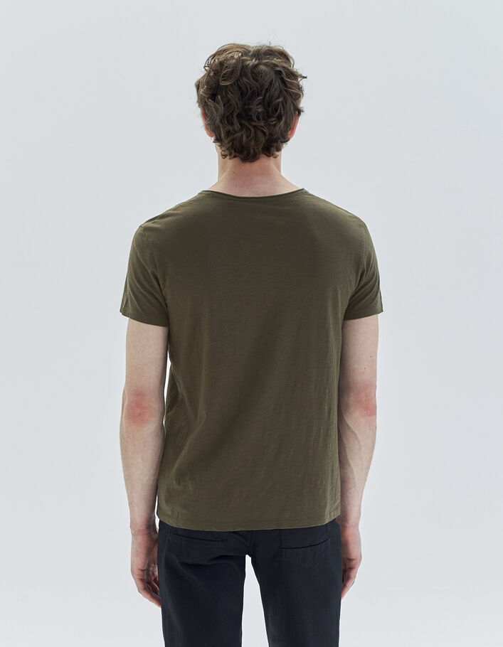 T-shirt L'Essentiel dark kaki à col V Homme-3