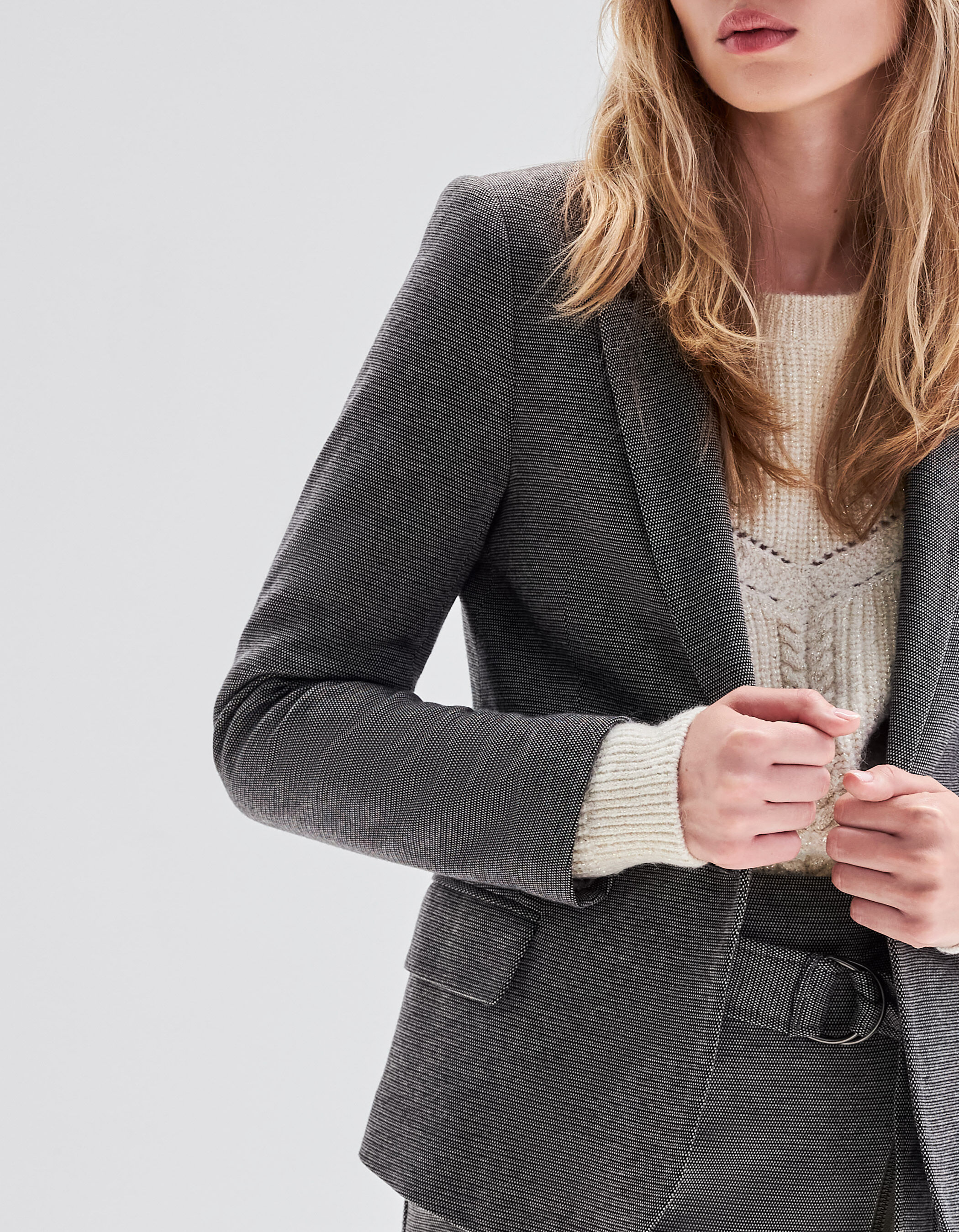 Veste de costume grise faux uni Femme IKKS