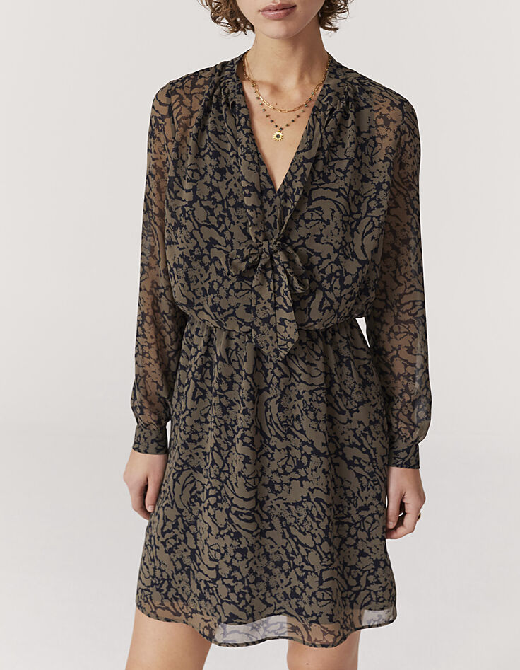 Vestido midi gasa estampado desierto mujer-1