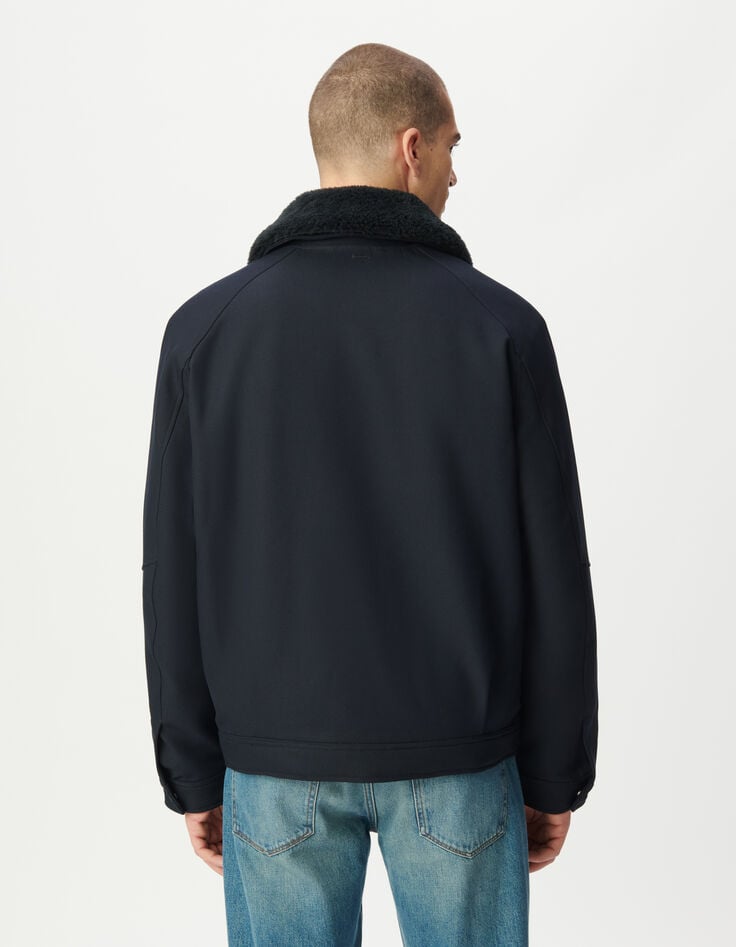 Marineblaue kurze Herren-Fliegerjacke trennbarer Kragen-3 Marineblaue kurze Herren-Fliegerjacke trennbarer Kragen-3