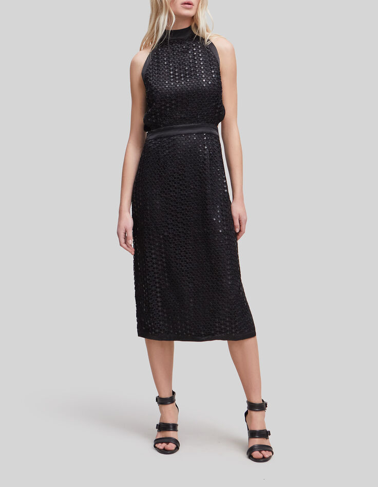 Women’s black lace midi dress with American armholes-2