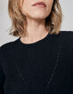 Women’s black fine knit sweater with buttoned cuffs-4