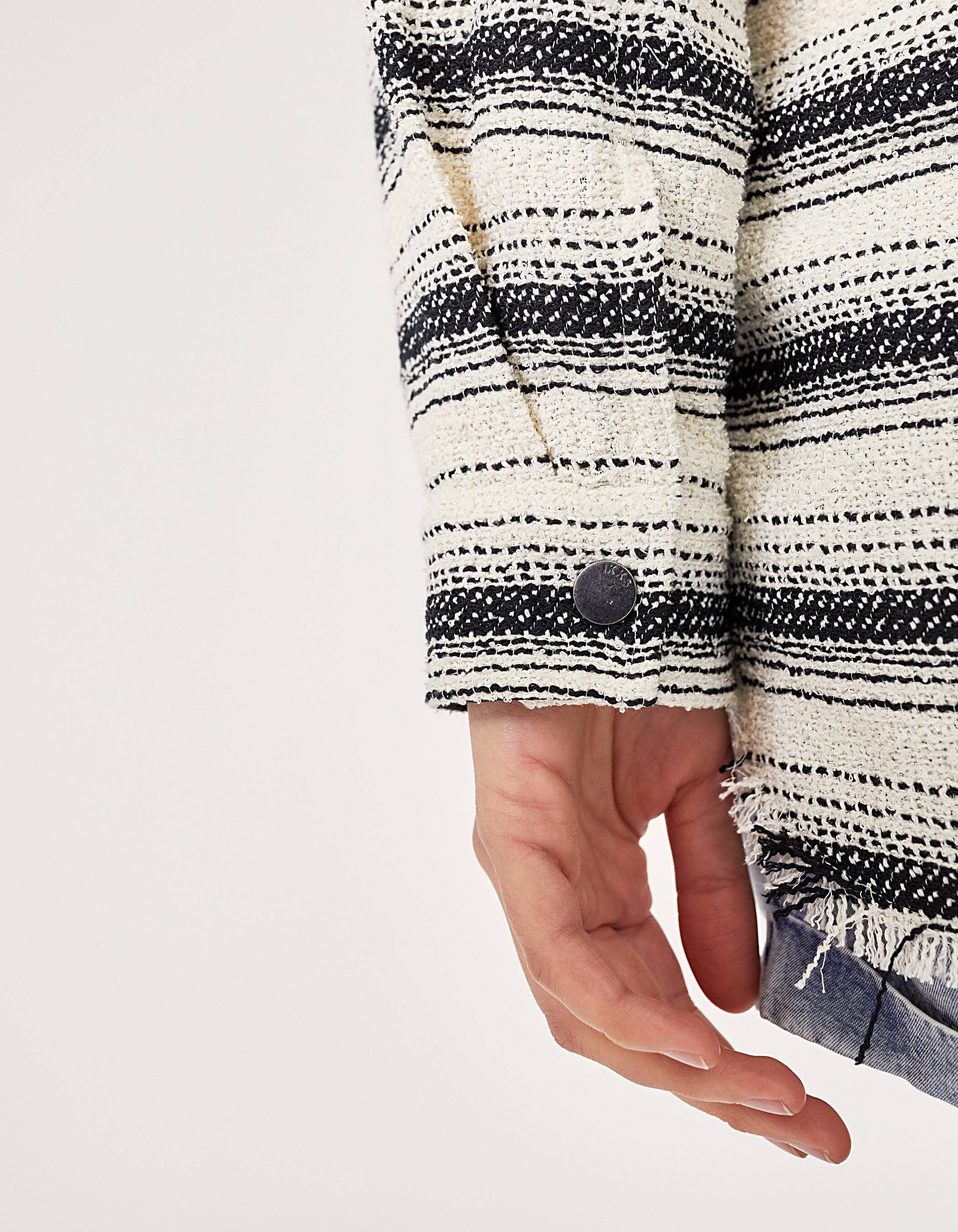 IKKS Jungen Polo Blanc À Rayures Dégradé De Bleu Polohemd