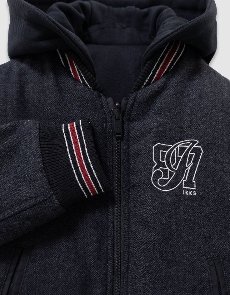 Blouson réversible esprit teddy noir et gris garçon-6
