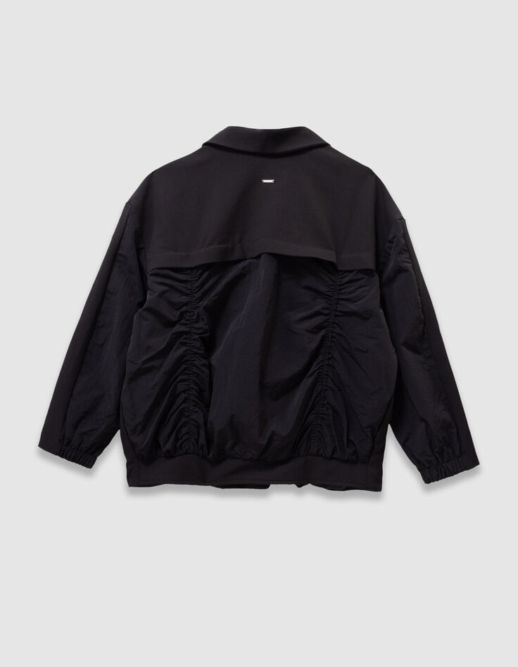 Girls’ black mixed fabric jacket-4