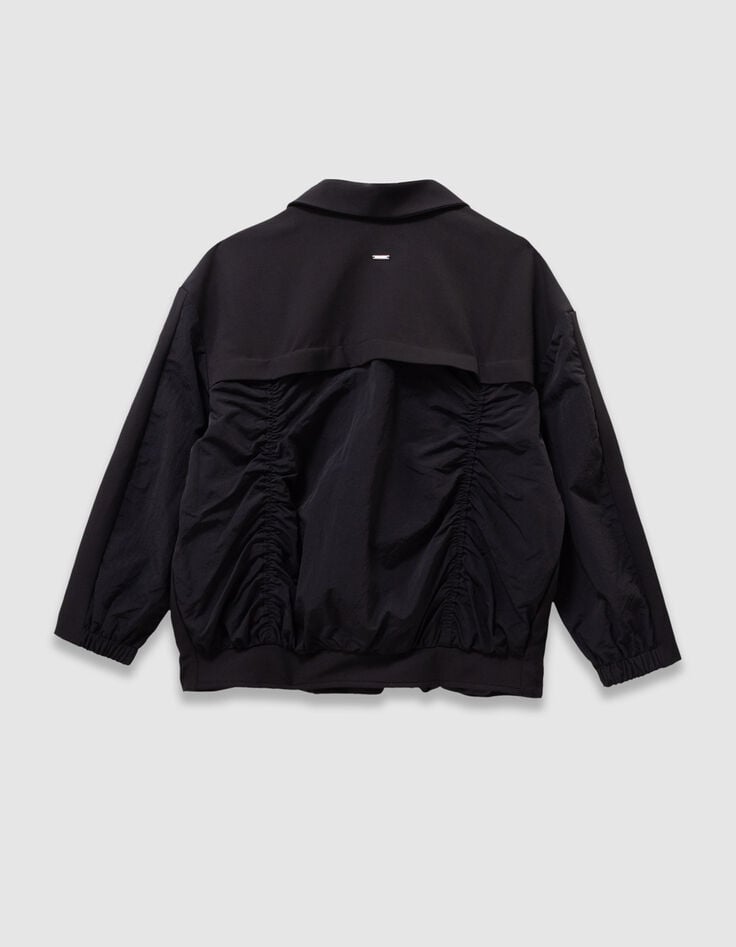 Girls’ black mixed fabric jacket-4 Girls’ black mixed fabric jacket-4