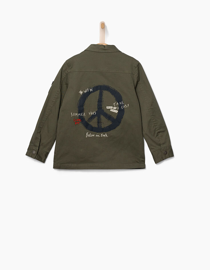 Kaki safari-jasje Peace & Love rug -2