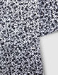 Cremeweißes langes Mädchenkleid mit schwarzem Blumenprint-5