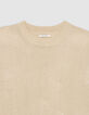 Pull beige tricot fin lurex décor chaînettes Femme-6