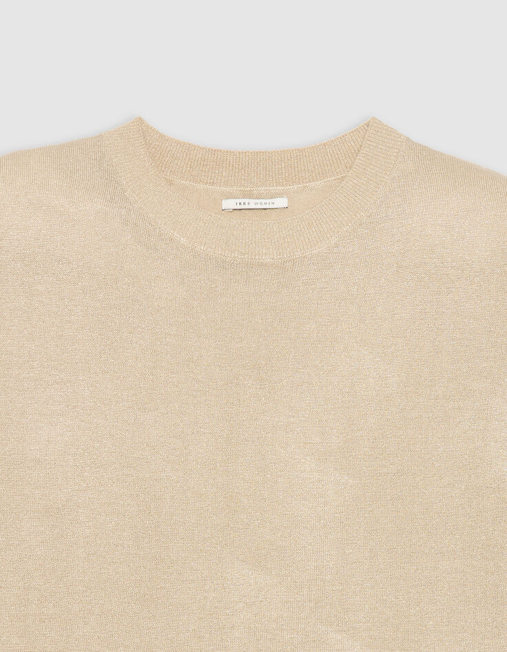 Pull beige tricot fin lurex décor chaînettes Femme-6 Pull beige tricot fin lurex décor chaînettes Femme-6