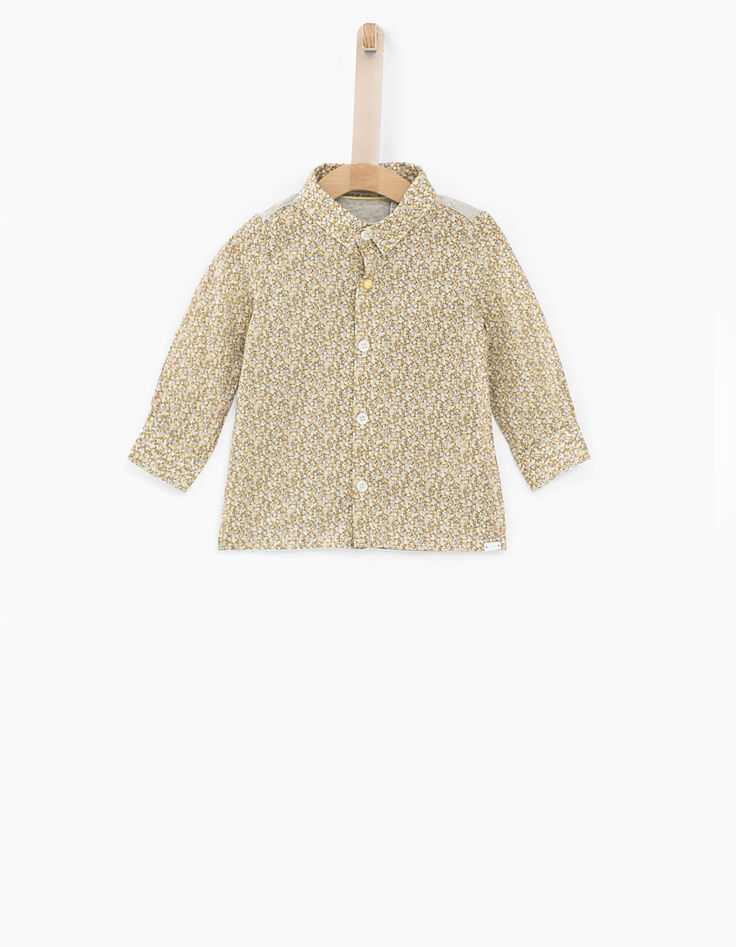 Camisa amarillo medio tejido Liberty de flores bebé niño -1 Camisa amarillo medio tejido Liberty de flores bebé niño -1