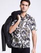 Chemise regular imprimée fleurs kaki manches courtes Homme-3
