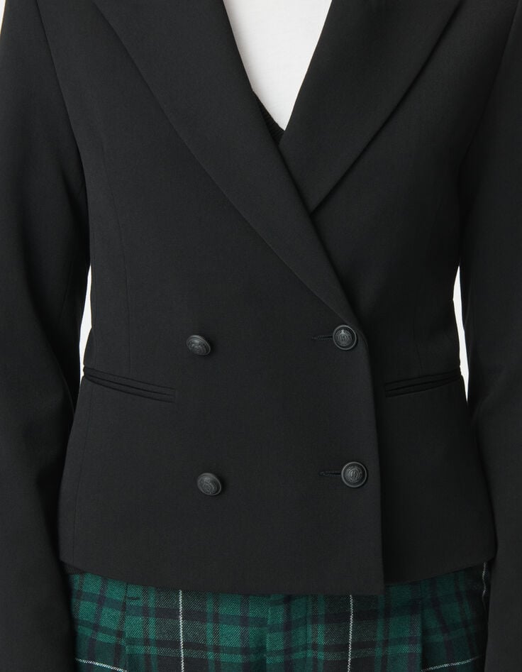 Schwarzer zweireihiger Damenblazer-5 Schwarzer zweireihiger Damenblazer-5
