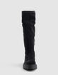 Bottes noires cuir velours détail boucle Femme-3