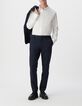 Men&rsquo;s navy Milano knit STRAIGHT suit trousers-6
